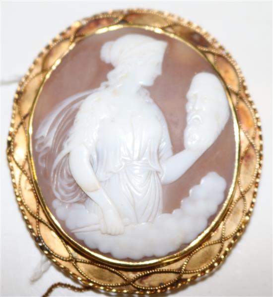 19C Italian cameo brooch with yellow metal mount (tested as 18ct)